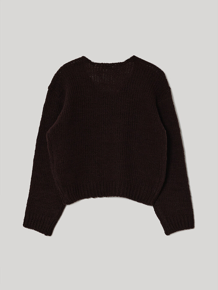 Chunky v-neck sweater (Brown)