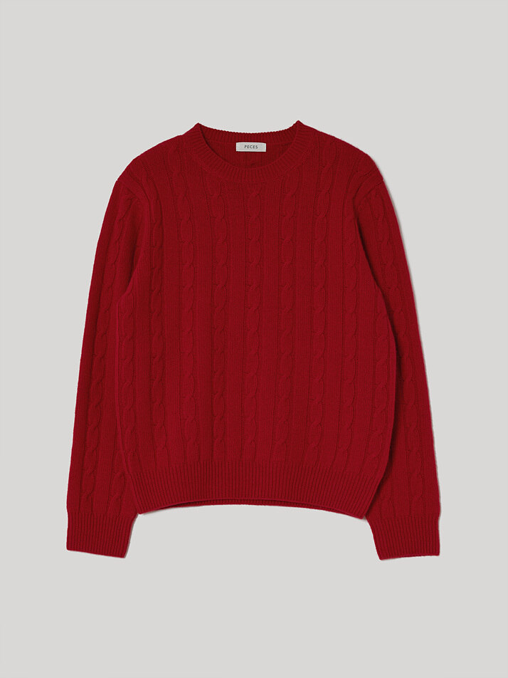 Classic cable sweater (Red)