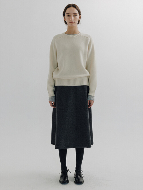 Wool flared skirt (Gray)