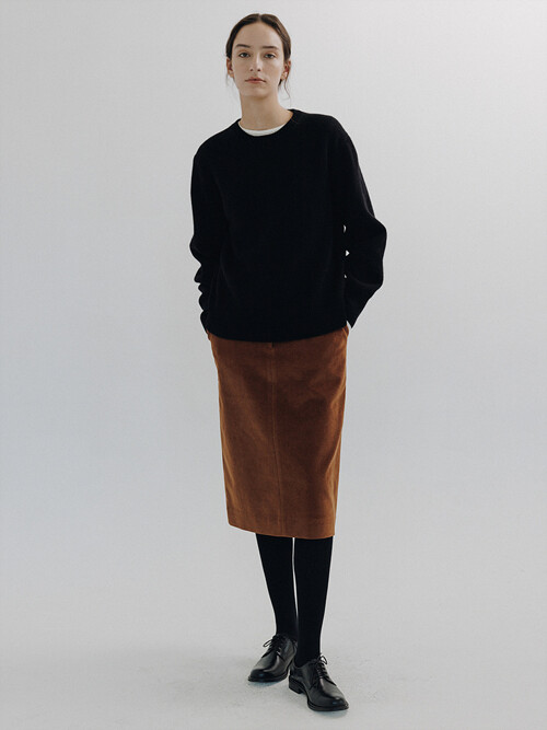 Corduroy h-line skirt (Brown)