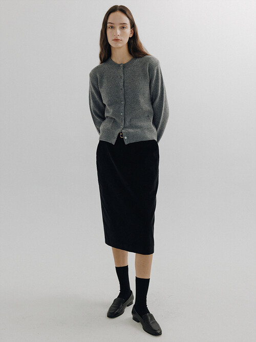 Corduroy h-line skirt (Black)