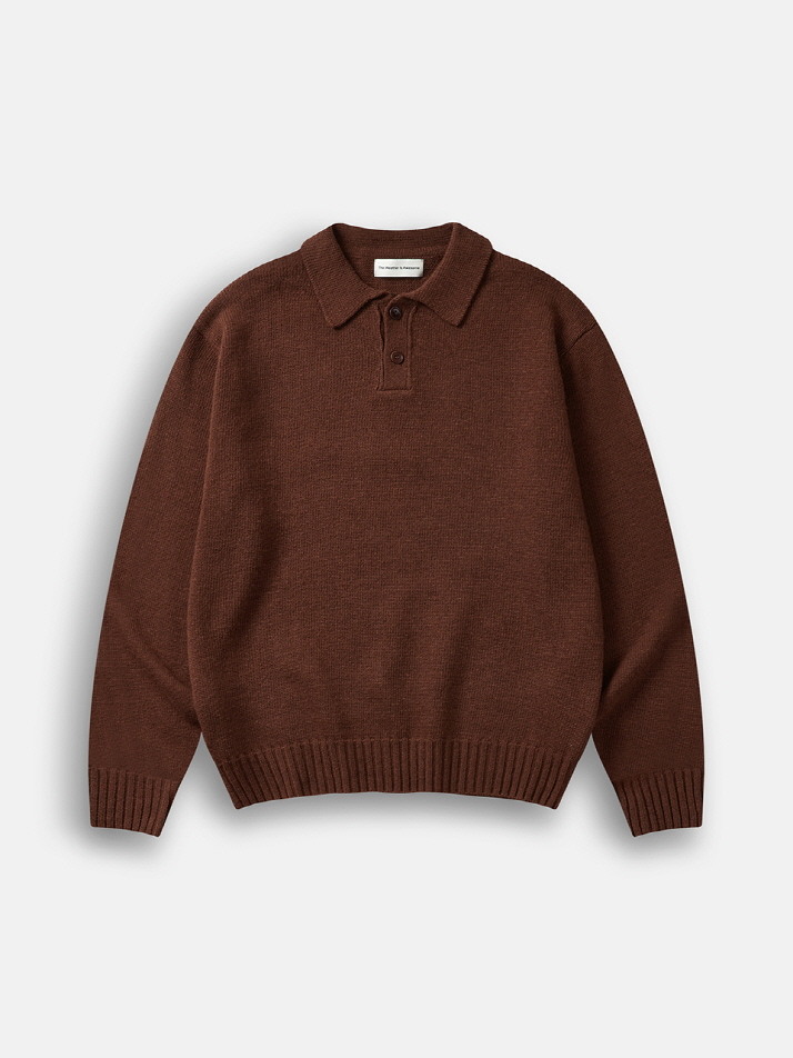 Park Collar Knit Sweater (Brick)
