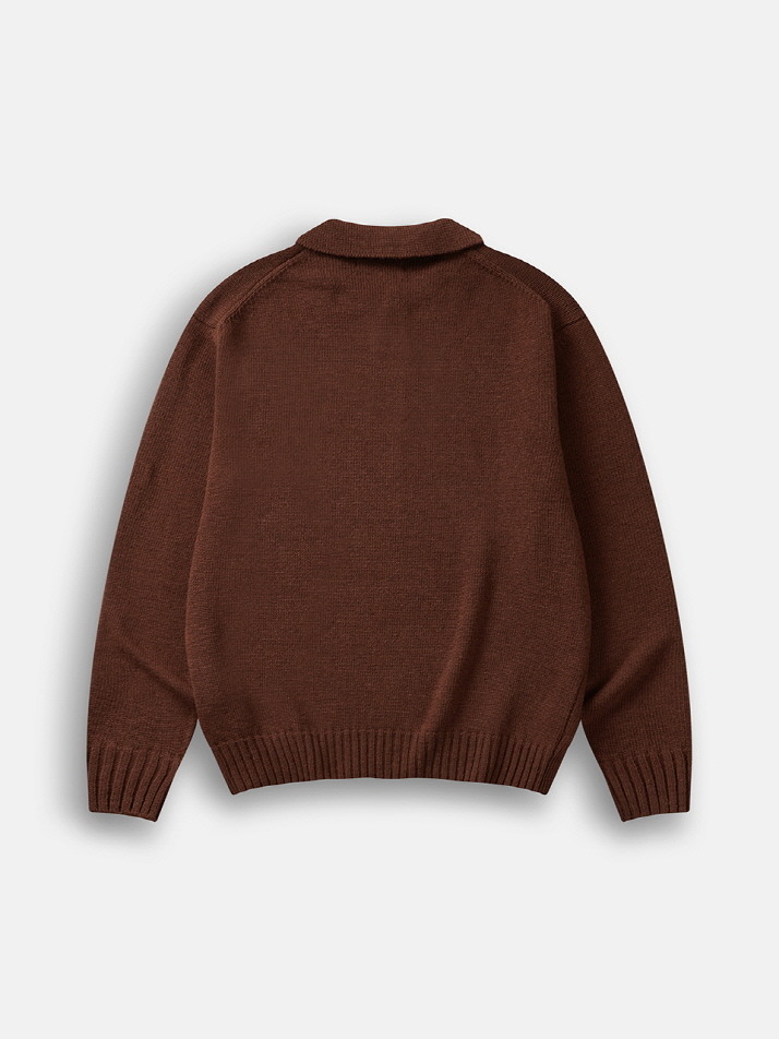 Park Collar Knit Sweater (Brick)