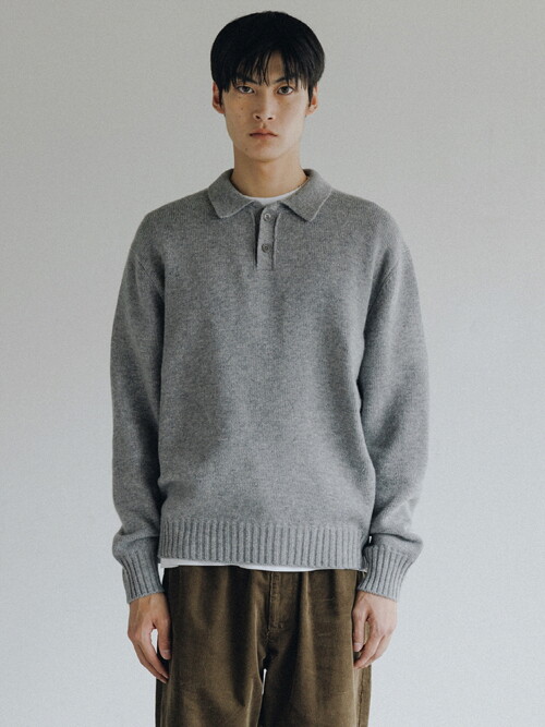 Park Collar Knit Sweater (Gray)