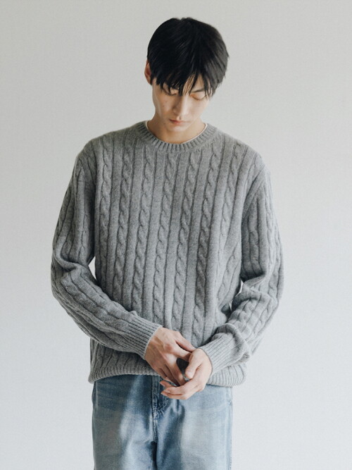 Cable Knit Sweater (Gray)