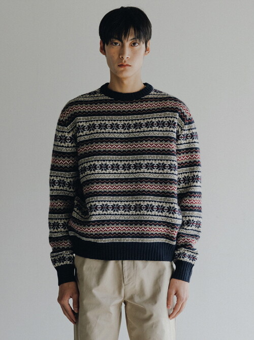 Wool Fairisle Sweater (Navy)