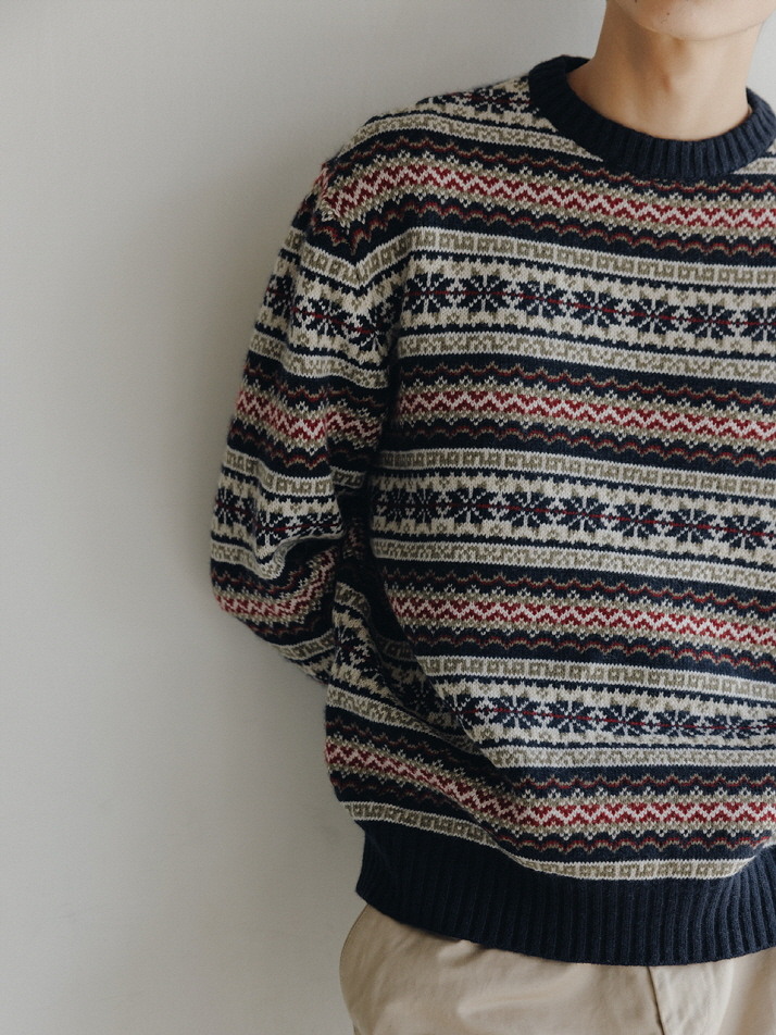 Wool Fairisle Sweater (Navy)