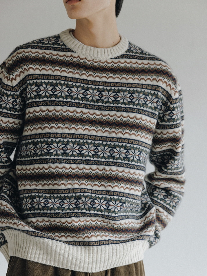 Wool Fairisle Sweater (Ivory)