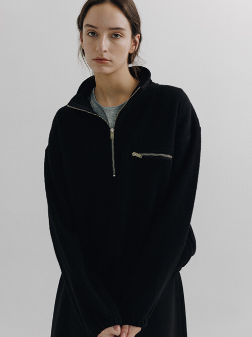 Wool haif zip-up (Black)