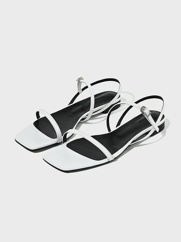 Square Flat Sandals_White