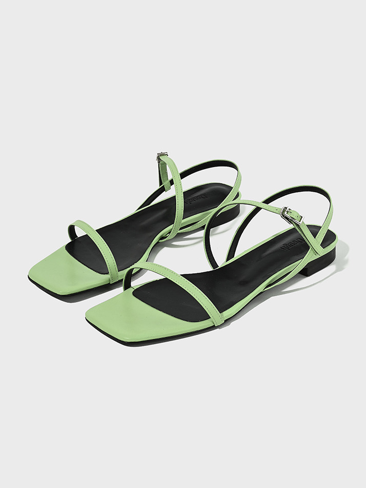 Square Flat Sandals_Green
