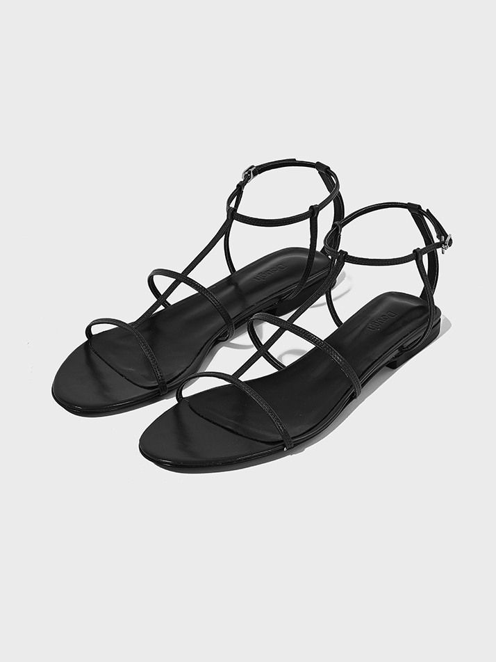 Strap Flat Sandals_Black