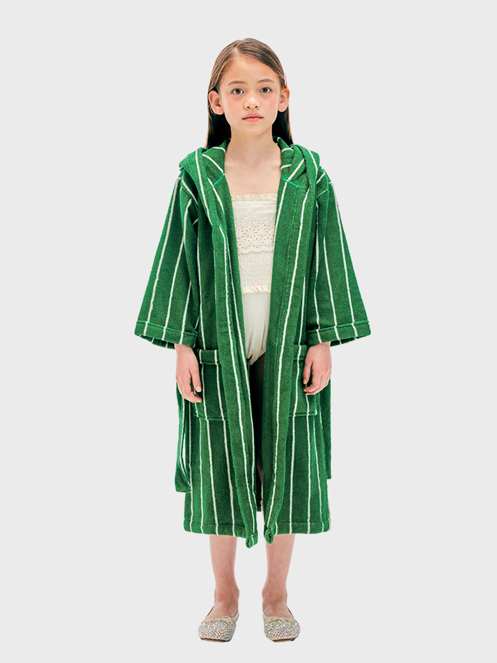 테리 키즈 로브 Terry Kids Robe Green Pin