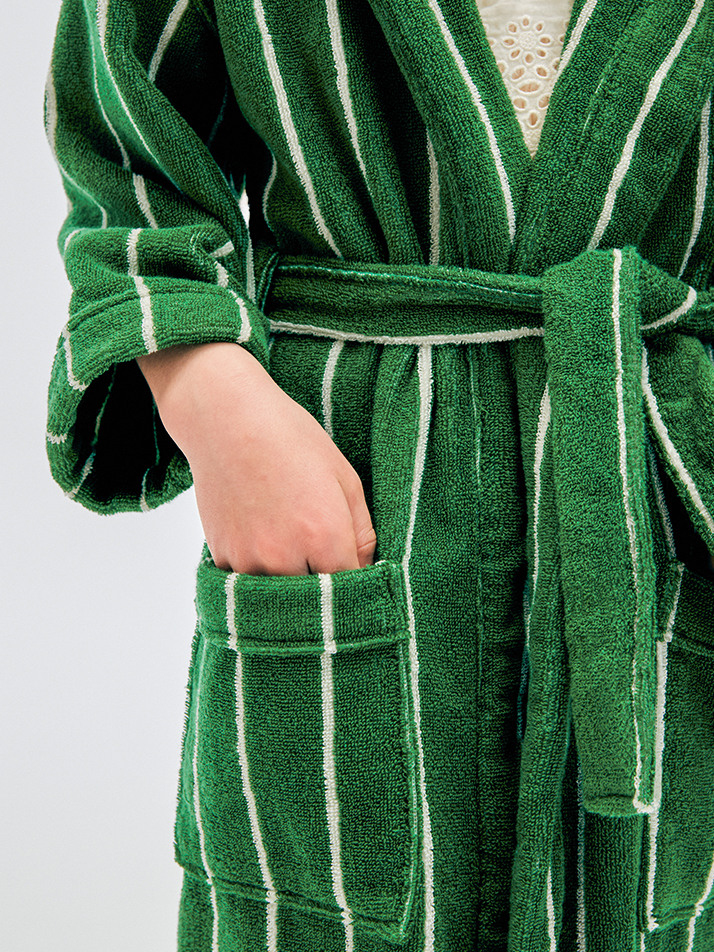 테리 키즈 로브 Terry Kids Robe Green Pin