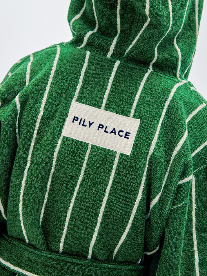 테리 키즈 로브 Terry Kids Robe Green Pin