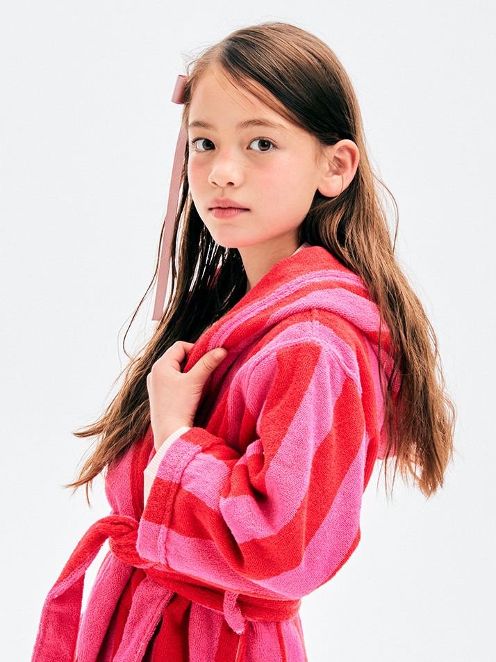 테리 키즈 로브 Terry Kids Robe Pink Red