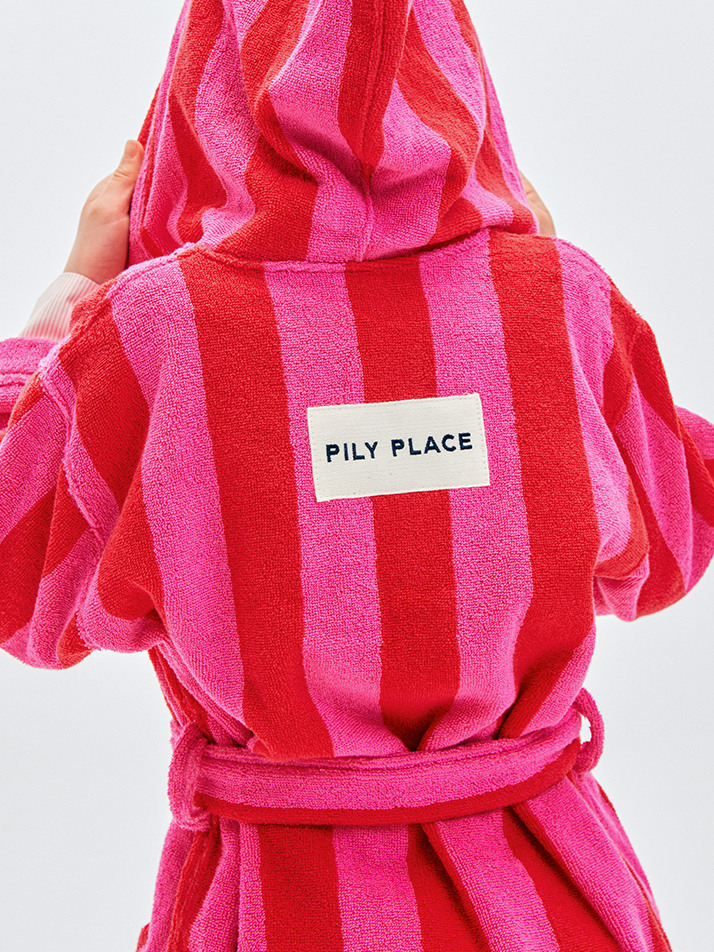 테리 키즈 로브 Terry Kids Robe Pink Red