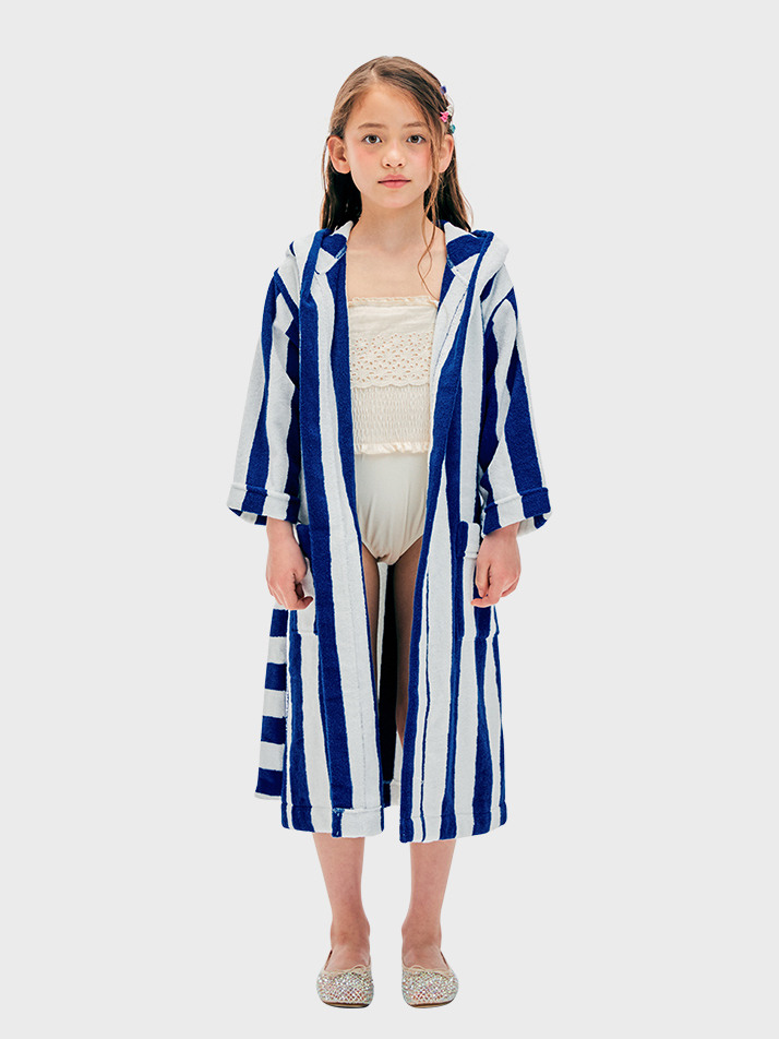 테리 키즈 로브 Terry Kids Robe Blue White