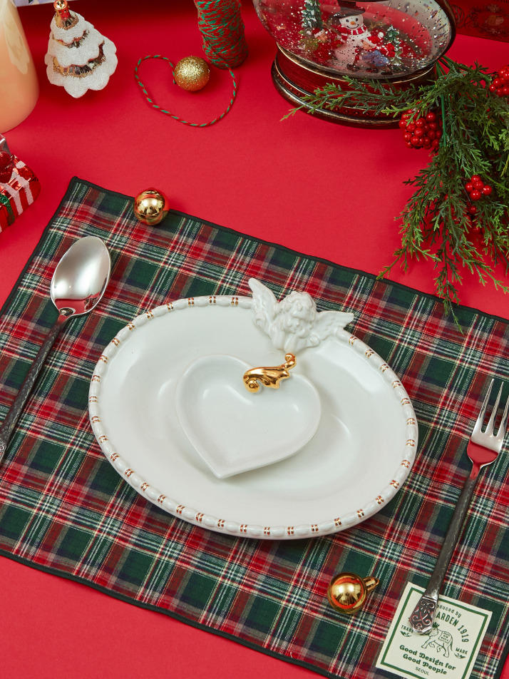 윈터빌리지 한 면 코팅 식탁매트 (레드)