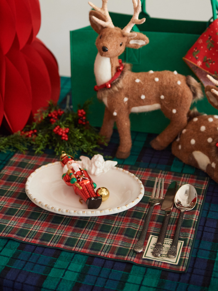 윈터빌리지 한 면 코팅 식탁매트 (레드)