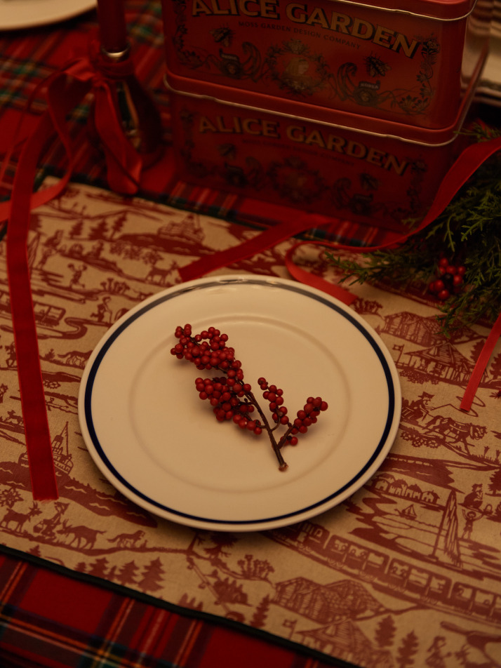 윈터빌리지 한 면 코팅 식탁매트 (레드)