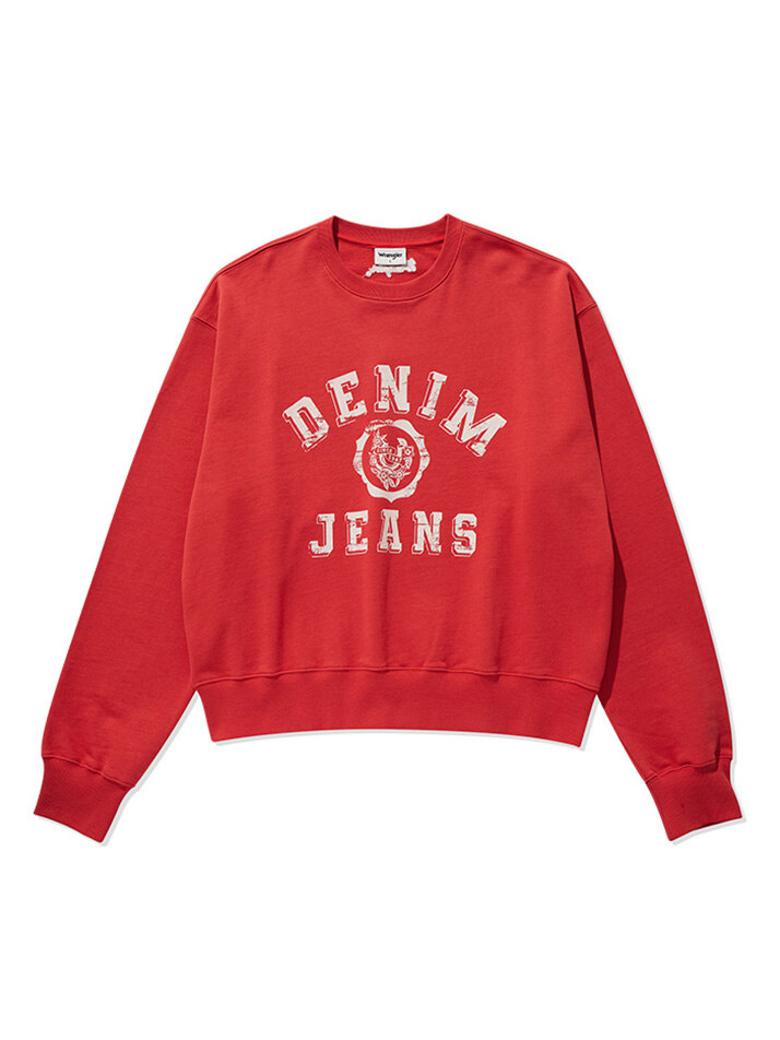 Unisex Stamp Crop Sweatshirt Red