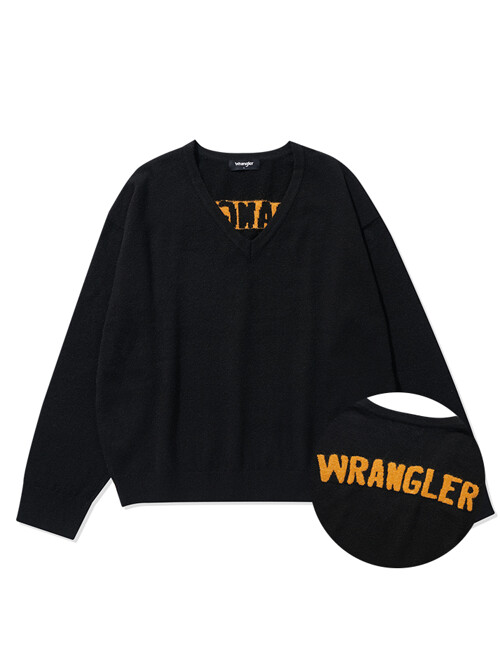 Logo Jacquard V-Neck Sweater Black