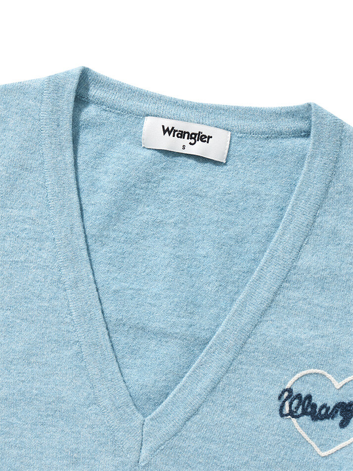 (W) Logo Embroidered V-Neck Sweater Sky Blue