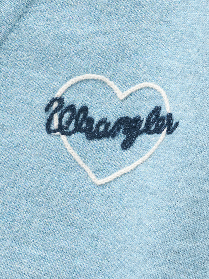 (W) Logo Embroidered V-Neck Sweater Sky Blue