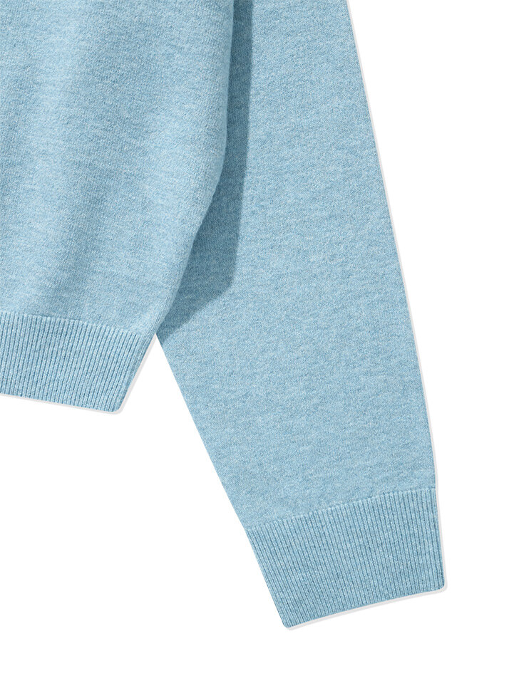 (W) Logo Embroidered V-Neck Sweater Sky Blue