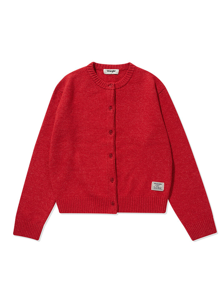 (W) Label Logo Sweater Cardigan Red