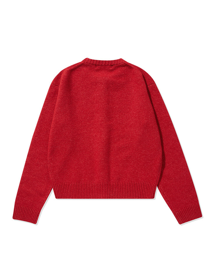 (W) Label Logo Sweater Cardigan Red