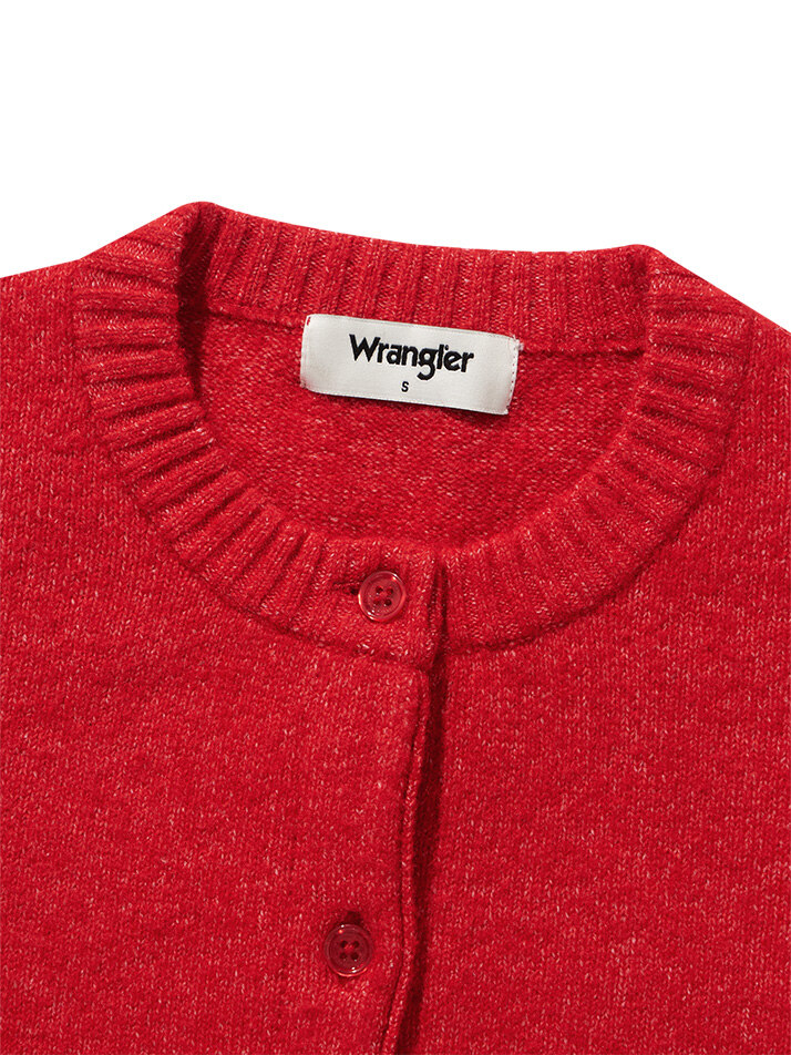 (W) Label Logo Sweater Cardigan Red