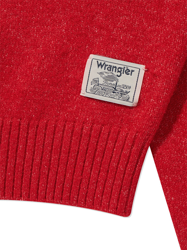 (W) Label Logo Sweater Cardigan Red