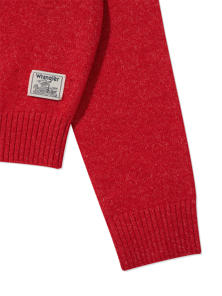 (W) Label Logo Sweater Cardigan Red