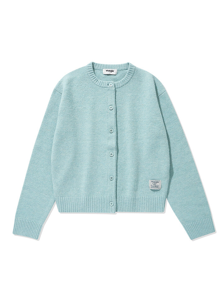 (W) Label Logo Sweater Cardigan Sky Blue