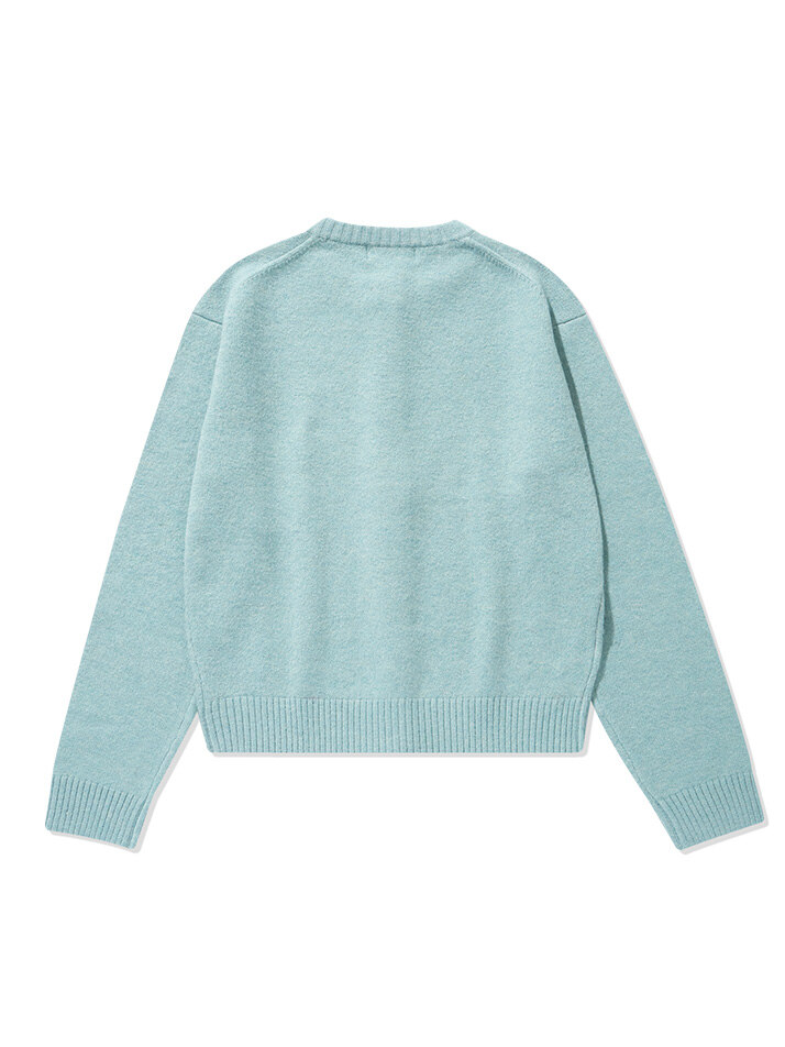 (W) Label Logo Sweater Cardigan Sky Blue