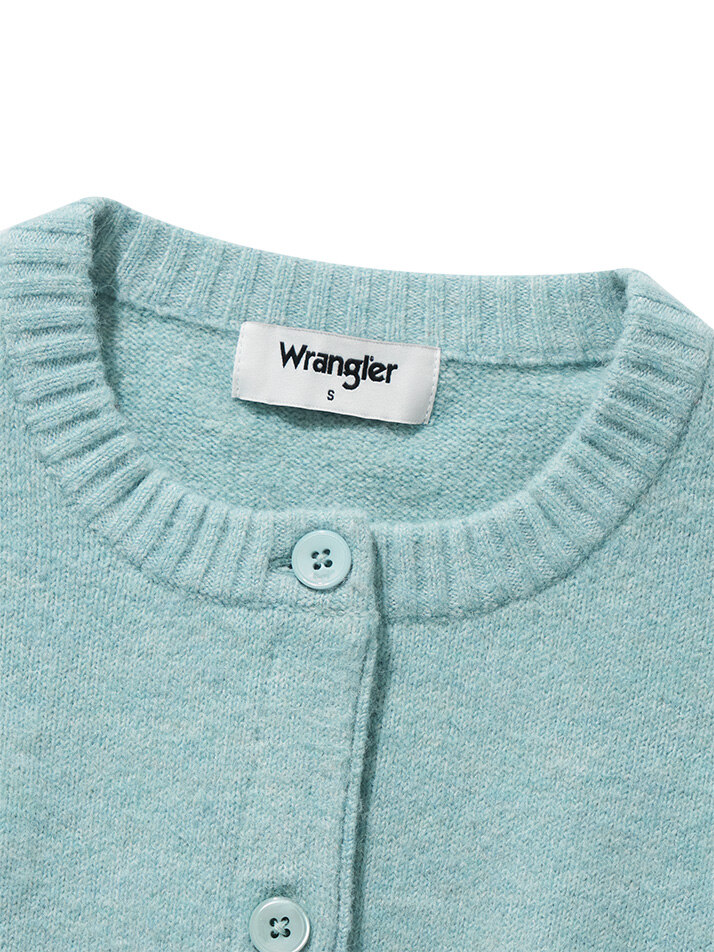 (W) Label Logo Sweater Cardigan Sky Blue