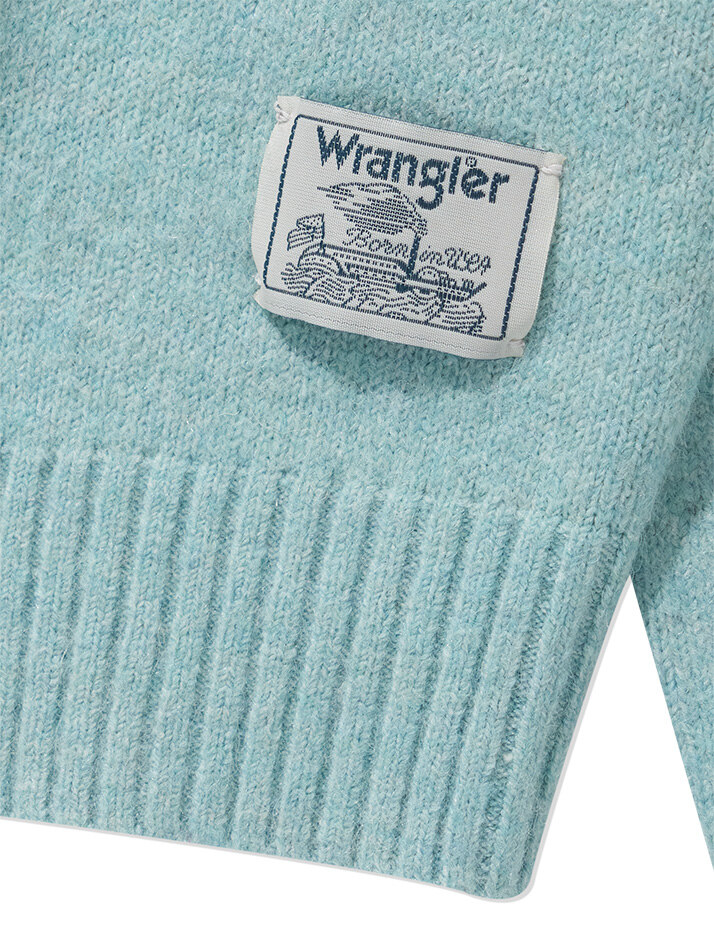 (W) Label Logo Sweater Cardigan Sky Blue