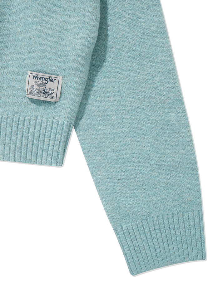 (W) Label Logo Sweater Cardigan Sky Blue