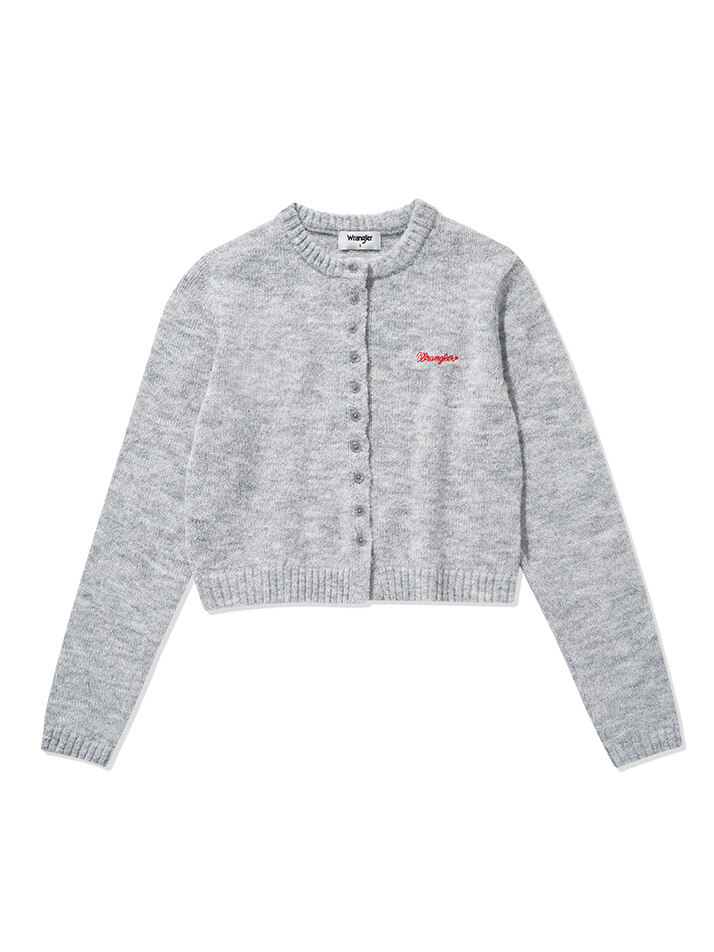 (W) Logo Button Sweater Cardigan Melange Grey