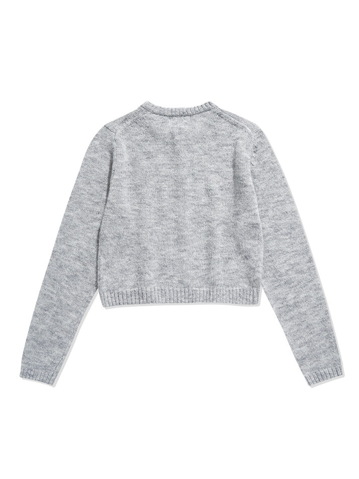 (W) Logo Button Sweater Cardigan Melange Grey