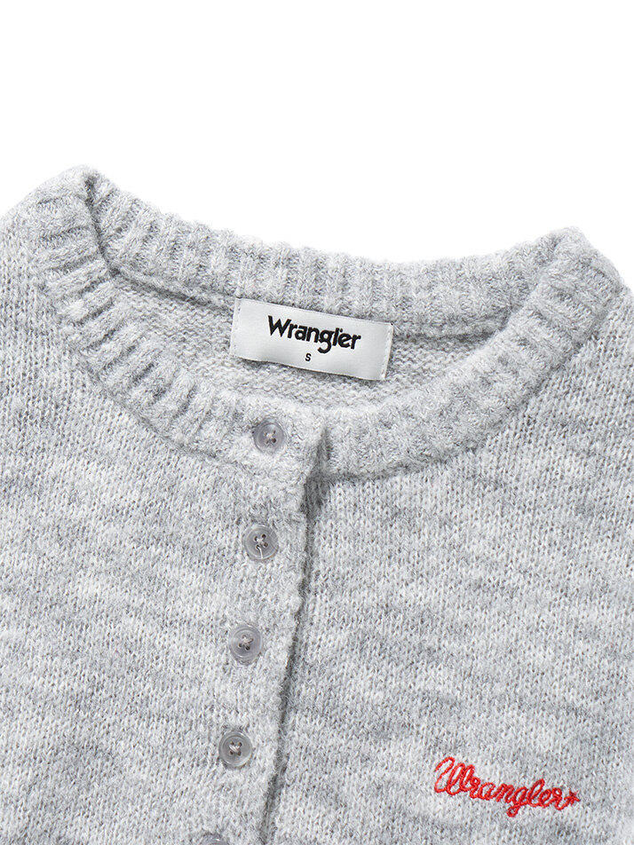 (W) Logo Button Sweater Cardigan Melange Grey