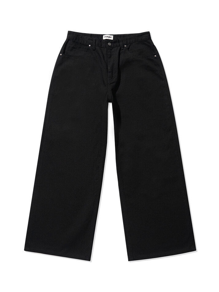 LOOSE STRAIGHT FIT Solid Denim Pants Black
