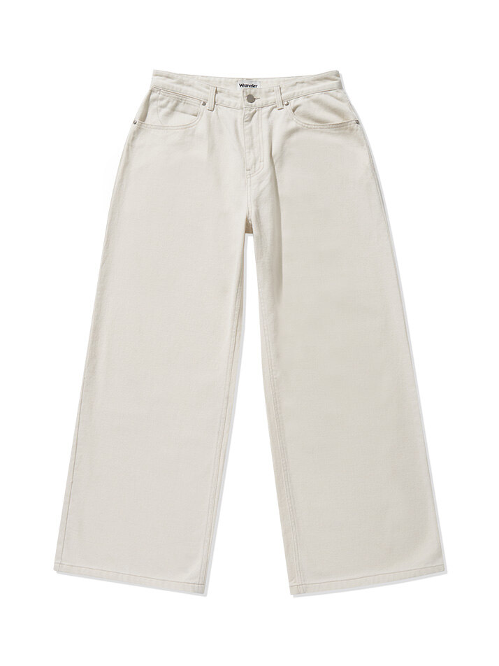 LOOSE STRAIGHT FIT Solid Denim Pants Ivory