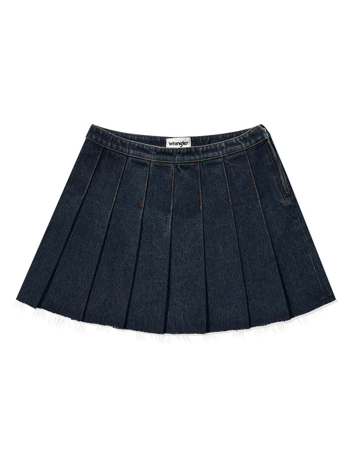 (W) Pleated Denim Skirt Indigo Dark