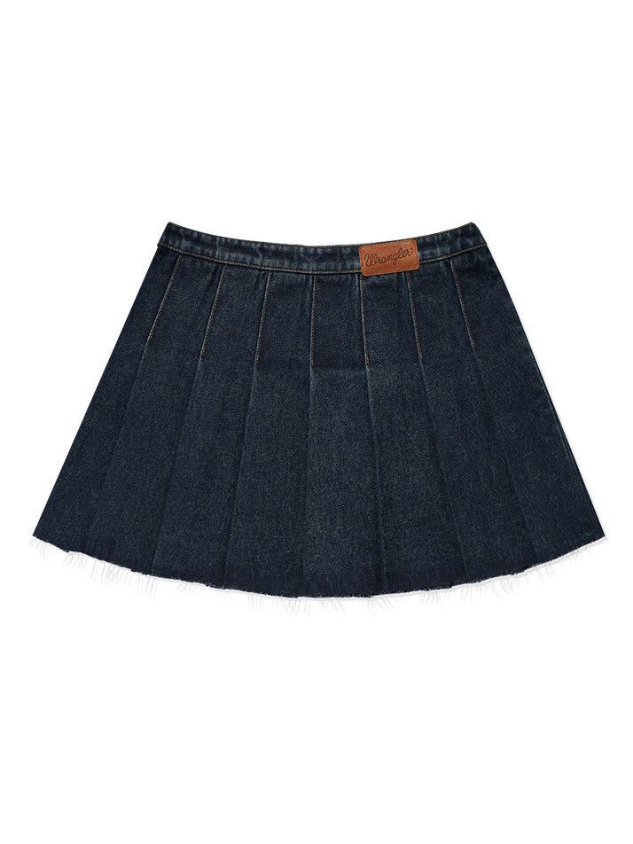 (W) Pleated Denim Skirt Indigo Dark