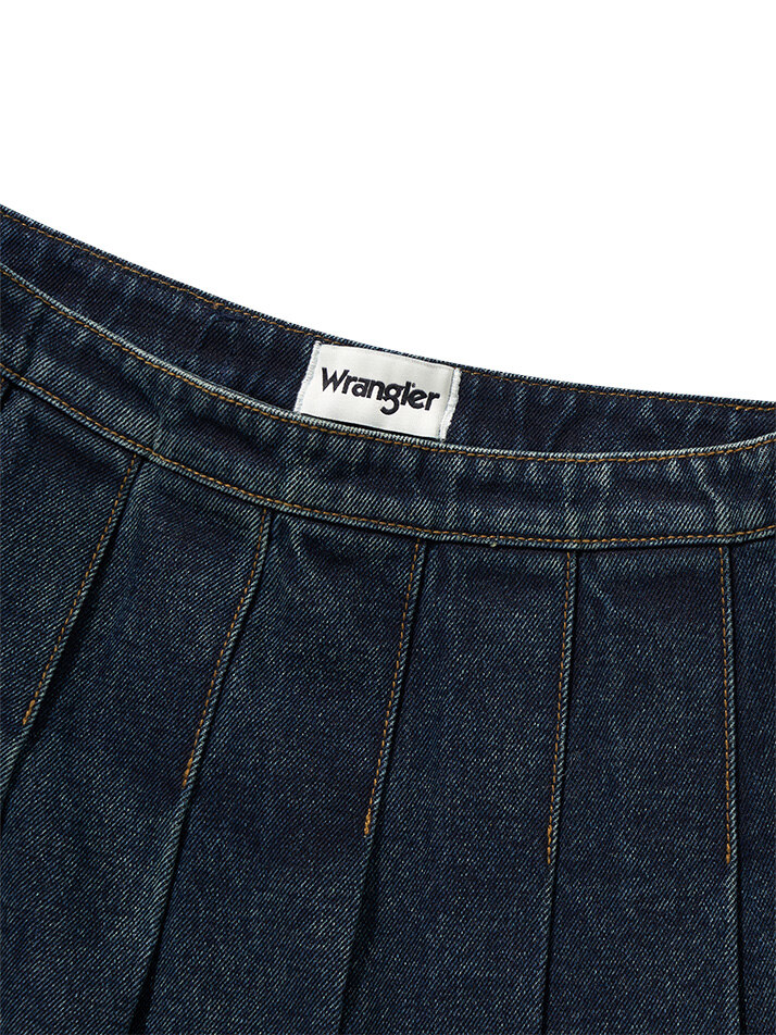 (W) Pleated Denim Skirt Indigo Dark