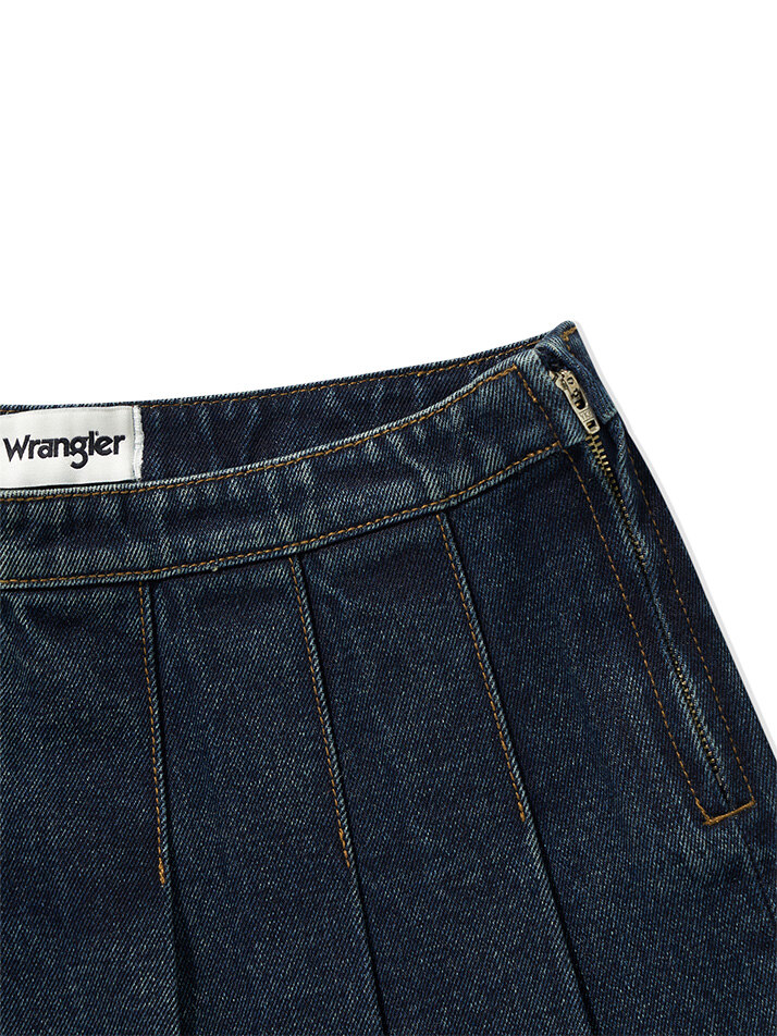 (W) Pleated Denim Skirt Indigo Dark