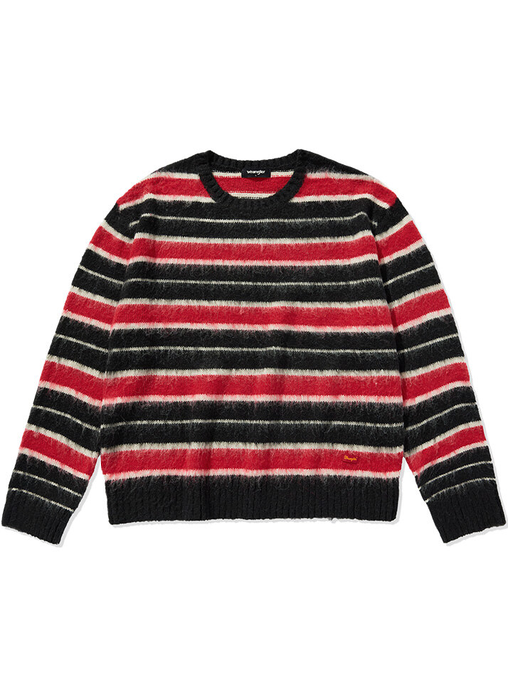 Striped U-Neck Sweater Black